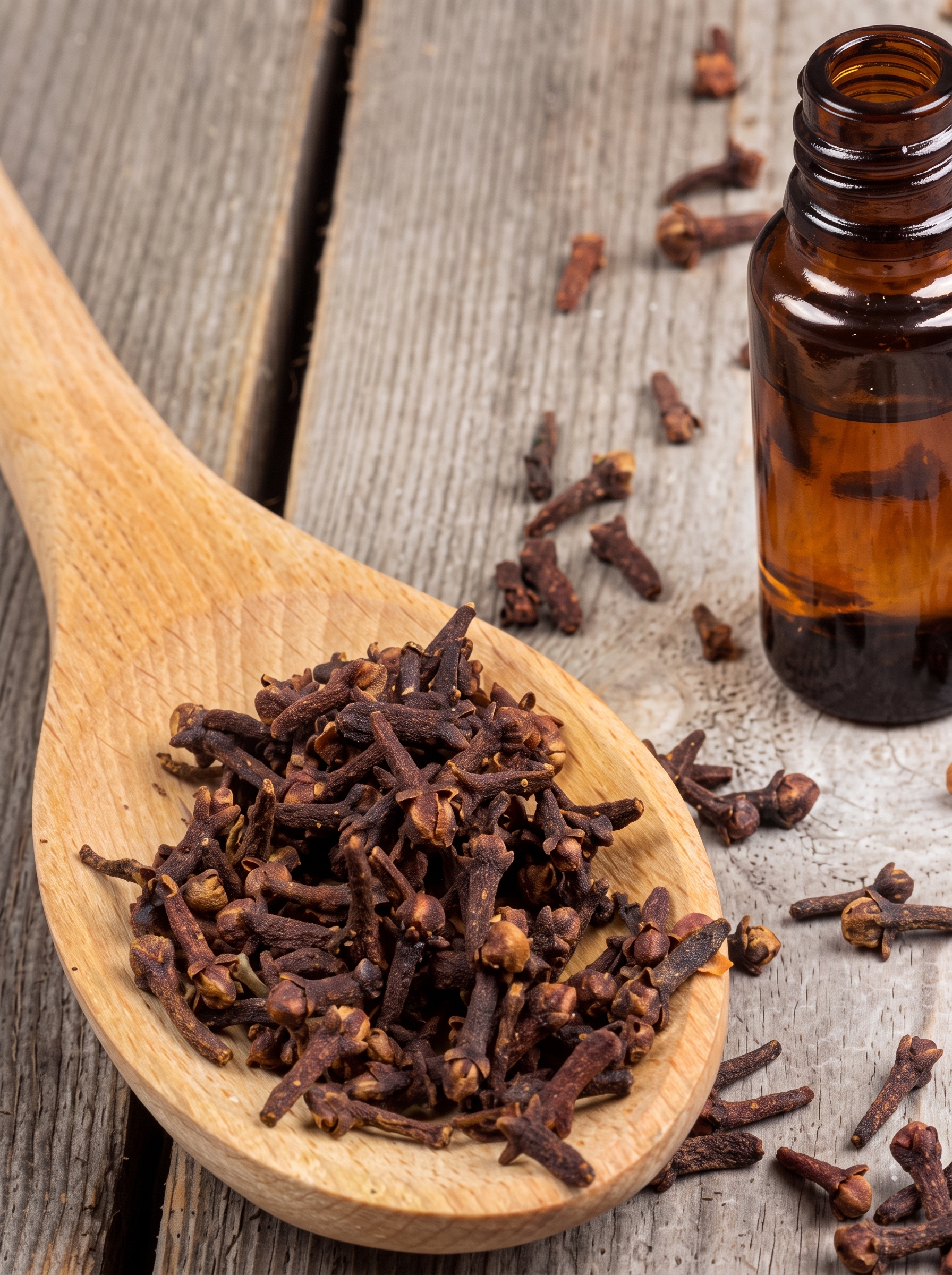 Whole dried cloves close up